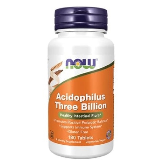 NOW Acidophilus Three Billion 180 таблетки на супер цена