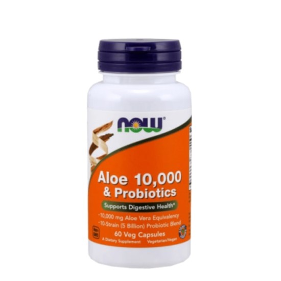 NOW Aloe Vera 10 000 & Probiotics 60 растителни капсули на супер цена