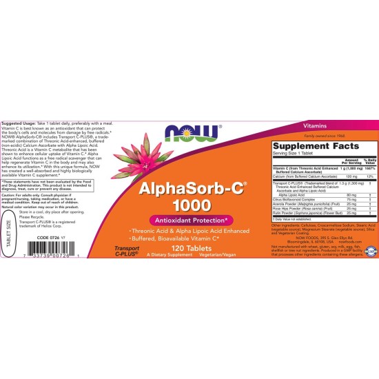 ᐉ NOW AlphaSorb-C 1000 мг / 120 таблетки на топ цена — 4Fitness Shop