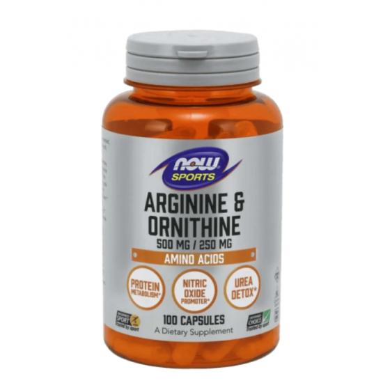 NOW Arginine & Ornithine (500мг/250мг) 100 капсули на супер цена
