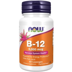 NOW VITAMIN B-12 5000 MCG + FOLIC ACID - 60 ТАБЛЕТКИ