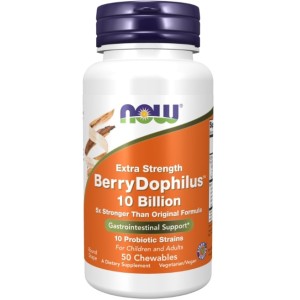 NOW BerryDophilus 10 Billion | Extra Strength 50 Дъвчащи таблетки