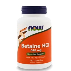 NOW Betaine HCl 648 мг / 120 капсули