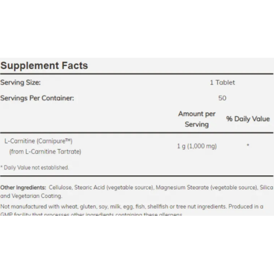 NOW L-Cаrnitine 1000 мг - 50 таблетки на супер цена