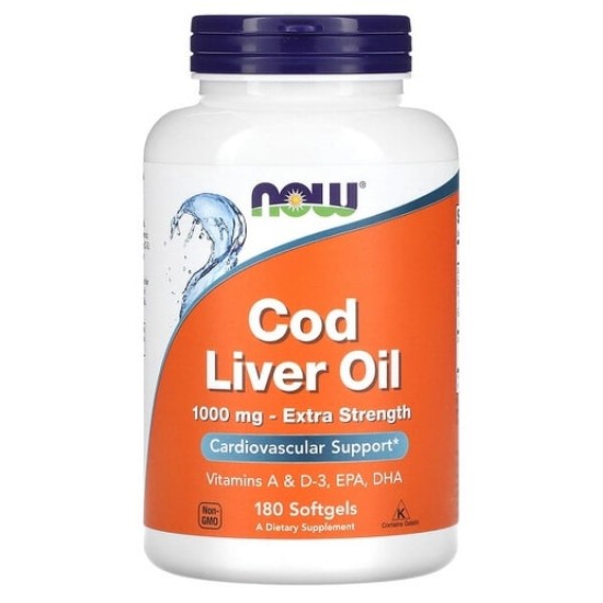 NOW Cod Liver Oil 1000 мг / 180 гел капсули на супер цена