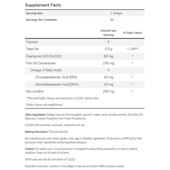 NOW Foods CoQ10 60 мг + Omega 3 120 гел капсули на супер цена