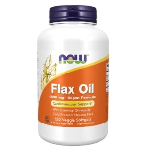 NOW Flax Oil 1000 мг | Vegan Formula 120 гел капсули