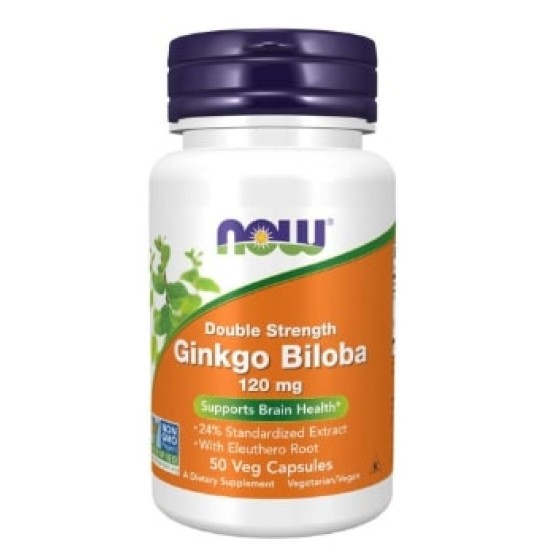 NOW Ginkgo Biloba 120 мг / Double Strength 50 капсули на супер цена