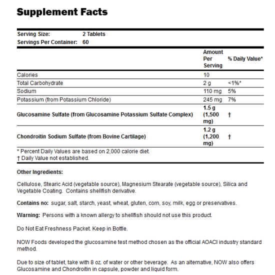 NOW Glucosamine & Chondroitin Sulfate Extra Strength 120 Tabs на супер цена