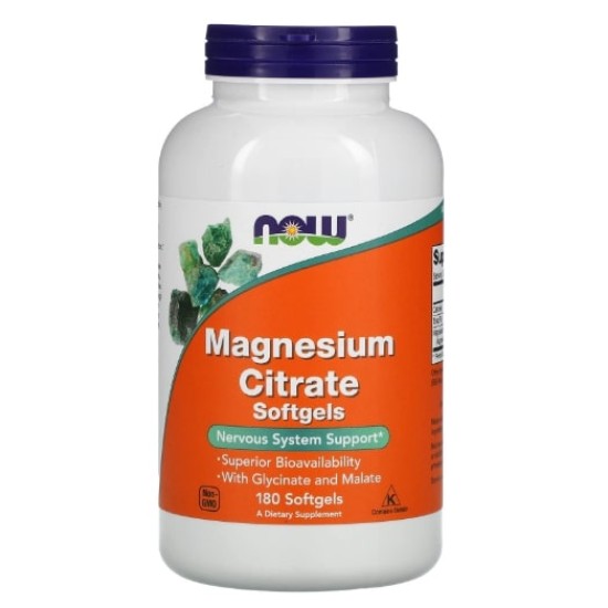 NOW Magnesium Citrate Softgels 180 гел капсули на супер цена
