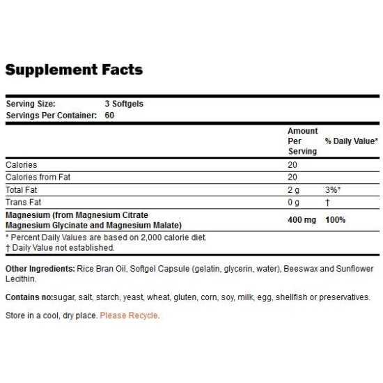 NOW Magnesium Citrate Softgels 180 гел капсули на супер цена