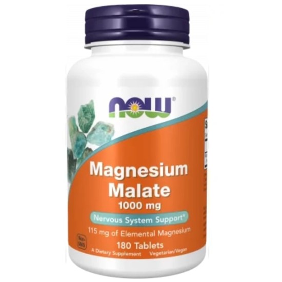 NOW Magnesium Malate 1000 мг / 180 таблетки на супер цена