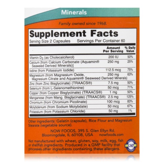 NOW Full Spectrum Minerals / 120 Caps. на супер цена