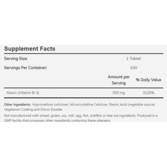 NOW - ВИТАМИН B-3 (NIACIN) 500 MG - 250 ТАБЛЕТКИ на супер цена