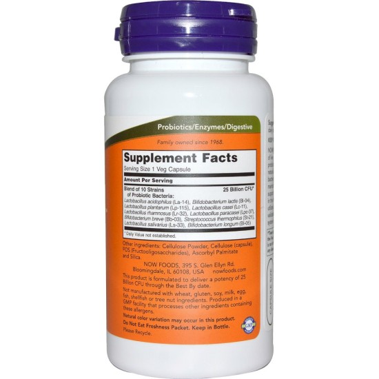NOW Probiotic-10 - 25 BILLION - 100 капсули на супер цена