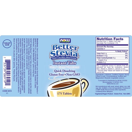 NOW Stevia Instant Tabs 175 таблетки на супер цена