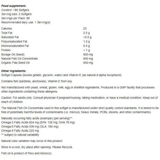 NOW Foods Super Omega 3-6-9 1200 мг / 180 гел капсули на супер цена
