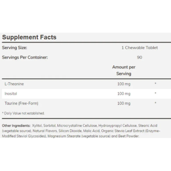 NOW L-Theanine 100 mg Plus - 90 дъвчащи таблетки на супер цена