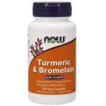NOW Turmeric & Bromelain 90 капсули на супер цена