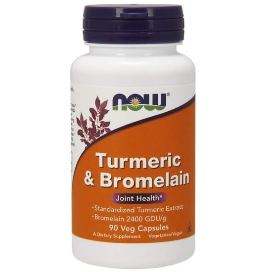 NOW Turmeric & Bromelain 90 капсули на супер цена
