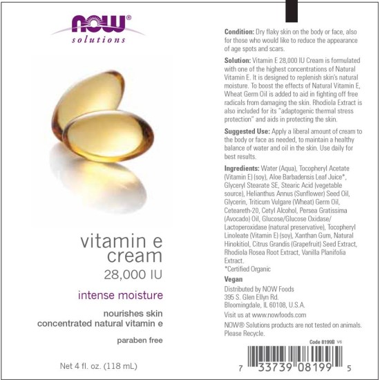 NOW Vitamin E Cream 28,000 IU 118 мл на супер цена