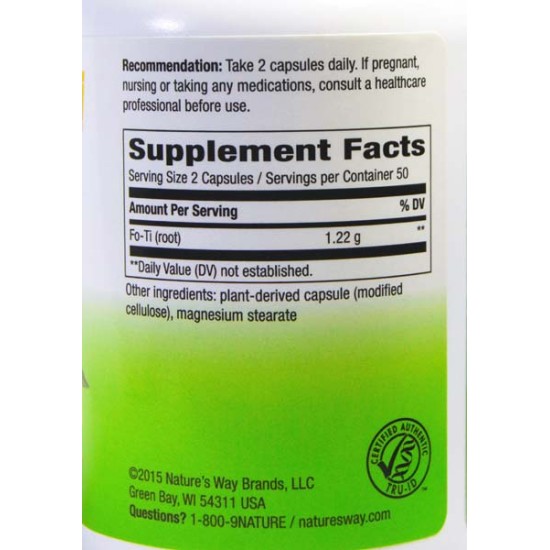 Natures Way Fo-Ti Root/ Фо-Ти (корен) 610 mg x 100 капсули на супер цена