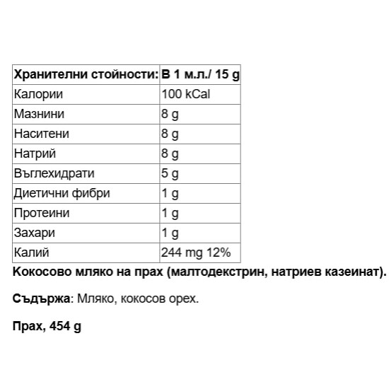 Nutricost Coconut Milk Powder 454 гр на супер цена