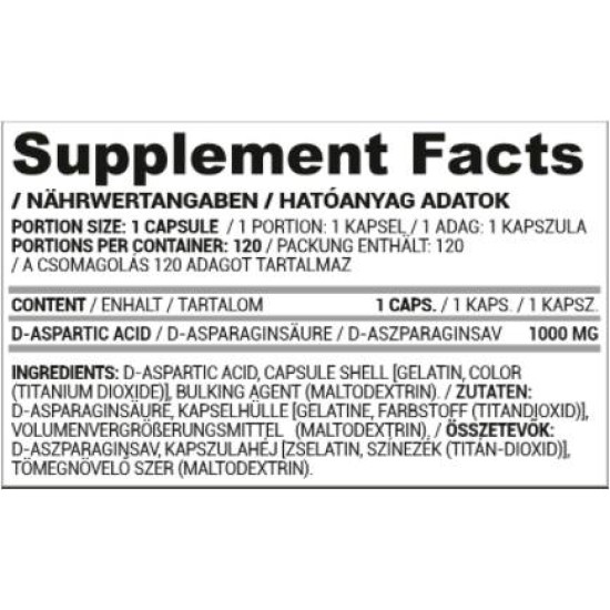 Nutriversum DAA Dark | D-Aspartic Acid 1000 mg - 120 caps / 120 servs на супер цена