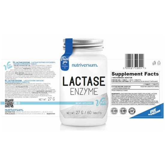 Nutriversum Lactase Enzyme - 60 tabs / 60 servs на супер цена