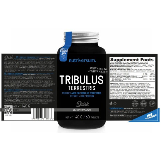 Nutriversum Tribulus Terrestris 2000 mg - 120 tabs / 120 servs на супер цена