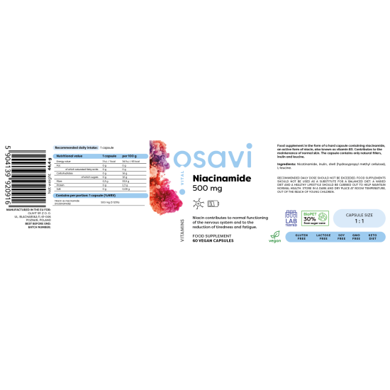 Osavi Niacinamide, 500 mg - 60 vegan capsules на супер цена