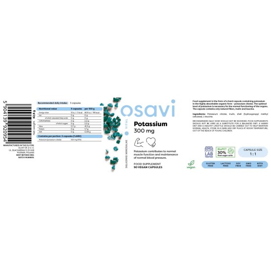 Osavi Potassium Citrate 300 мг / 90 капсули на супер цена