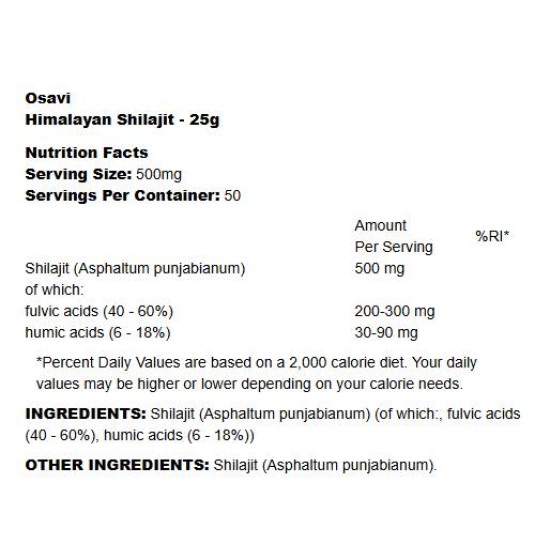 Osavi Himalayan Shilajit 500 мг | with 40-60% Fulvic Acid 25 гр на супер цена