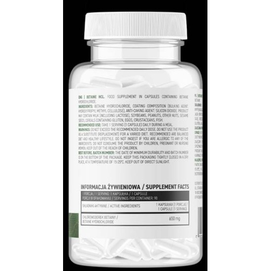 OstroVit Betaine HCl 650 мг / 90 капсули на супер цена