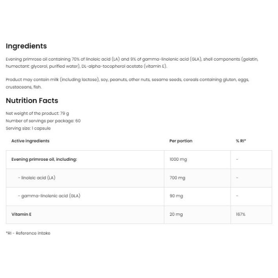 OstroVit Evening Primrose Oil 1000 мг / 60 гел капсули на супер цена