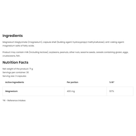 OstroVit Magnesium Glycinate | 400 мг Serving of Magnesiuim Bisglycinate 90 капсули на супер цена
