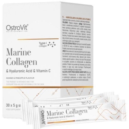 OstroVit Marine Collagen & Hyaluronic Acid Powder | with Vitamin C 30х5 гр на супер цена