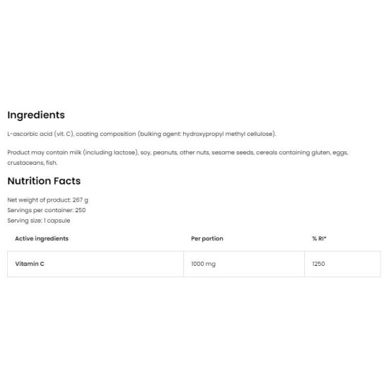 OstroVit Vitamin C 1000 мг / 250 капсули на супер цена