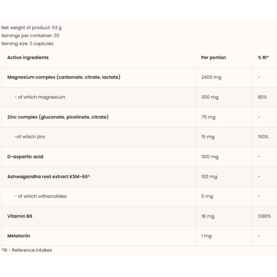 OstroVit ZMAdvanced Caps | DAA, Ashwagandha and Melatonin 60 капсули на супер цена