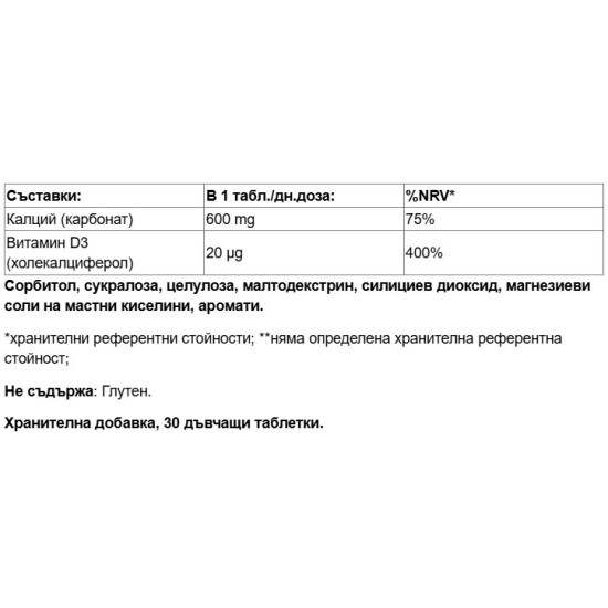 Paladin Pharma Savavita Calcio D3 30 дъвчащи таблетки на супер цена