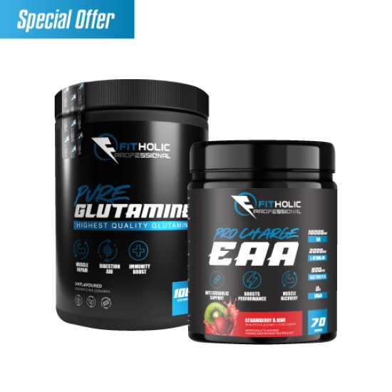 Fitholic Professional Pure Glutamine + Fitholic Professional Pro Charge EAA 35 дози на супер цена