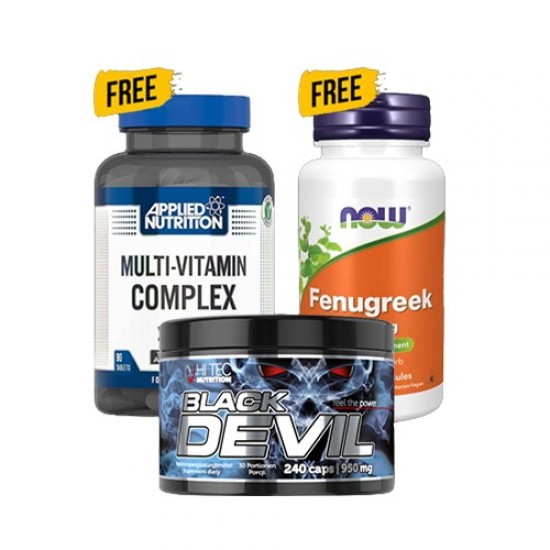 1+2 FREE Black DEVIL - 240Caps + Fenugreek 500 mg - 100 caps + Multi-Vitamin Complex Vitality 90 капсули на супер цена