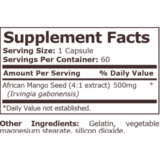 PURE NUTRITION - AFRICAN MANGO 500 MG - 60 CAPSULES на супер цена