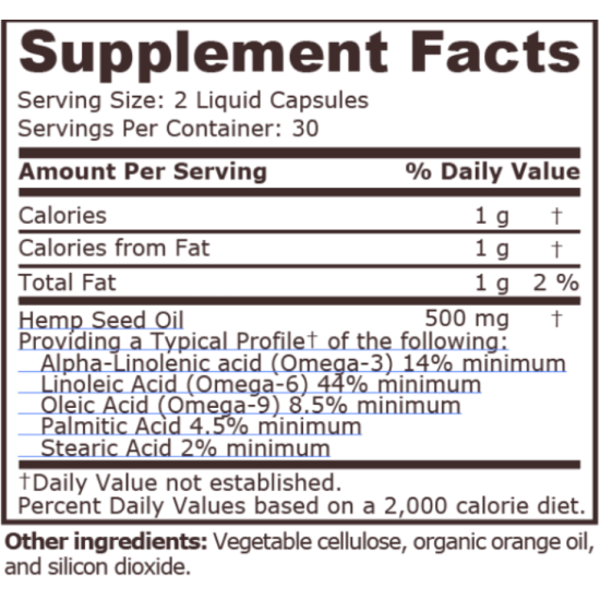 PURE NUTRITION - HEMP SEED OIL 500 MG - 60 CAPSULES на супер цена