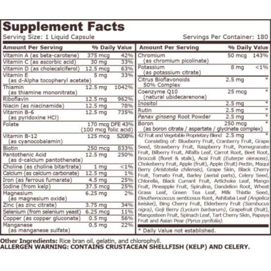ᐉ PURE NUTRITION - LIQUID MULTI - 180 LIQUID CAPSULES на топ цена ...