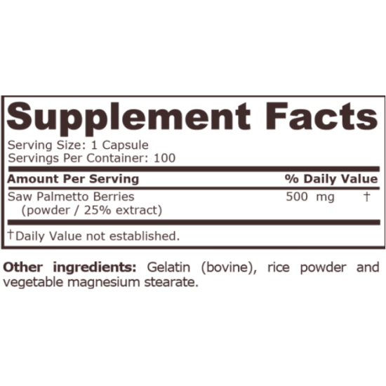 PURE NUTRITION - SAW PALMETTO COMPLEX 500 MG - 100 CAPSULES на супер цена