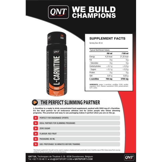 QNT Sport Nutrition L-Carnitine shots 12х3000 мг на супер цена