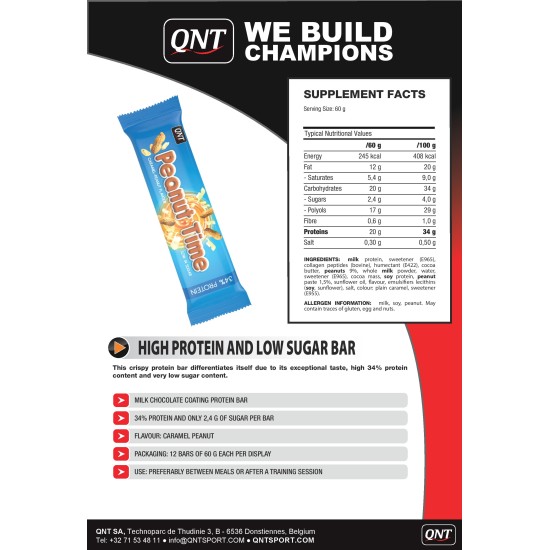 QNT Sport Nutrition PEANUT Time Bar 60 гр на супер цена