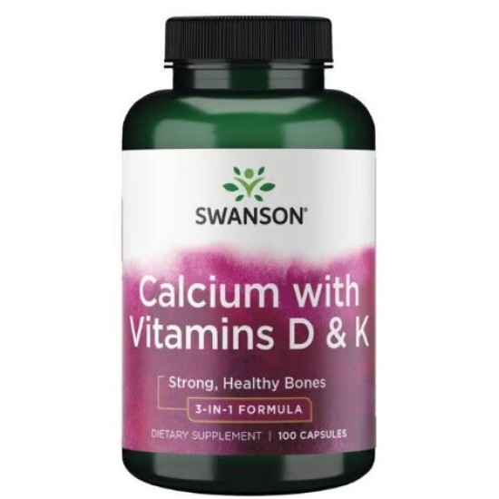 Swanson Calcium With Vitamin D & K 120 капсули на супер цена