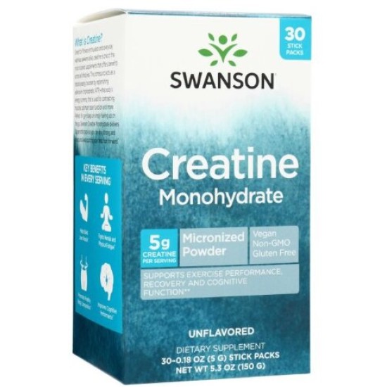 Swanson Creatine Monohydrate Stick Packs - Unflavored 30 пакетчета на супер цена